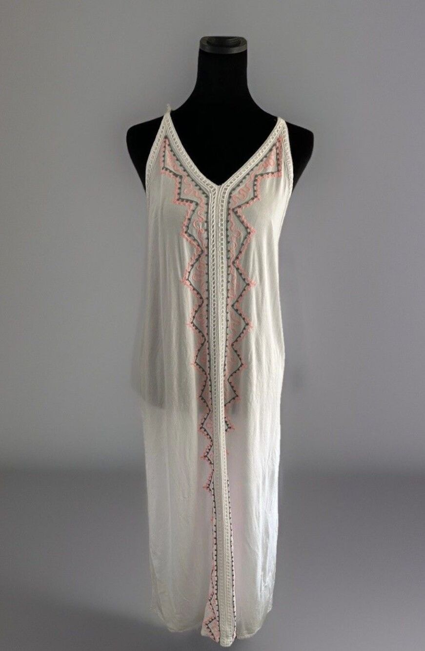 Uluwatu Vintage Y2K Handmade Balinese Hand Embroidered Maxi Sheath Dress Onesize